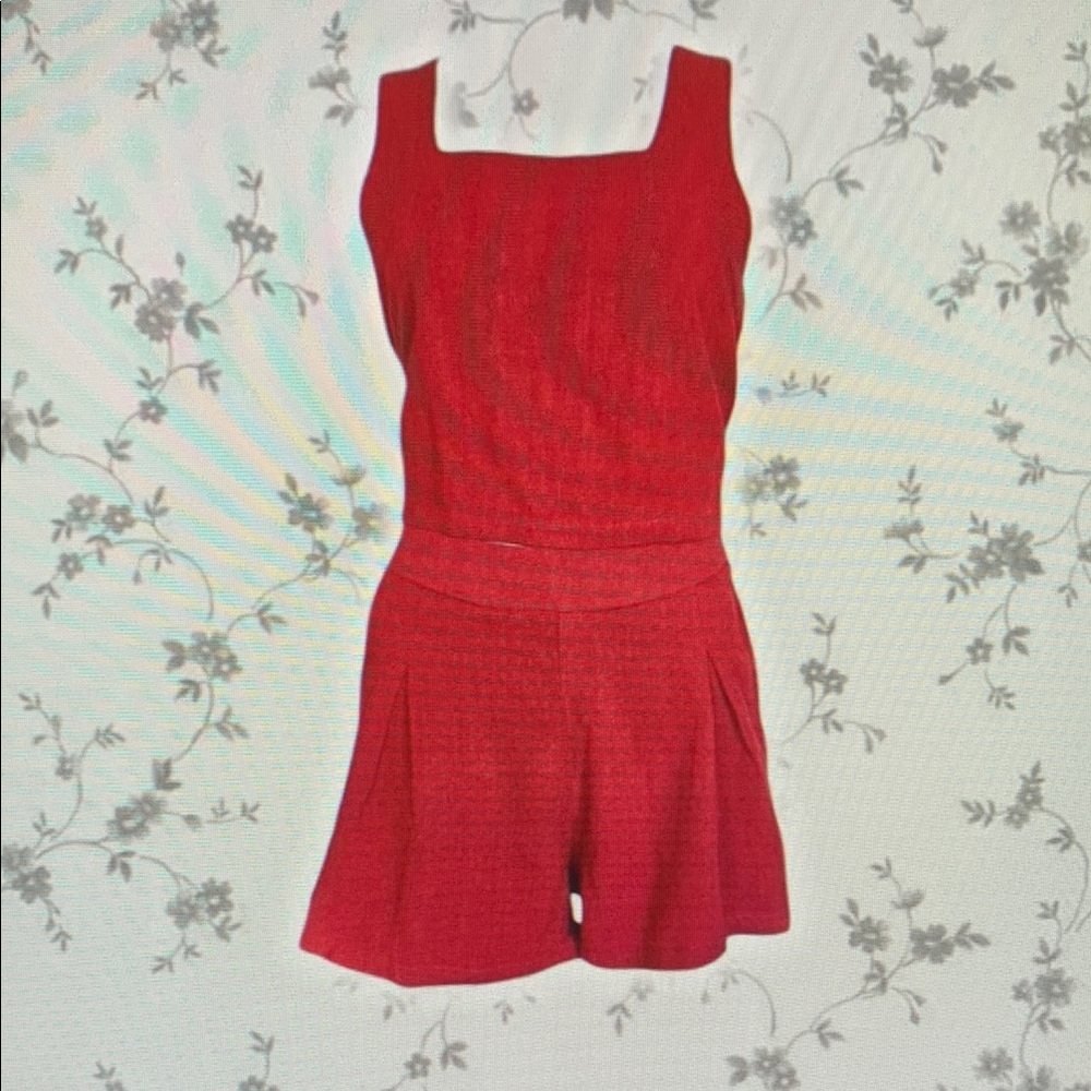 Red Sleeveless Romper